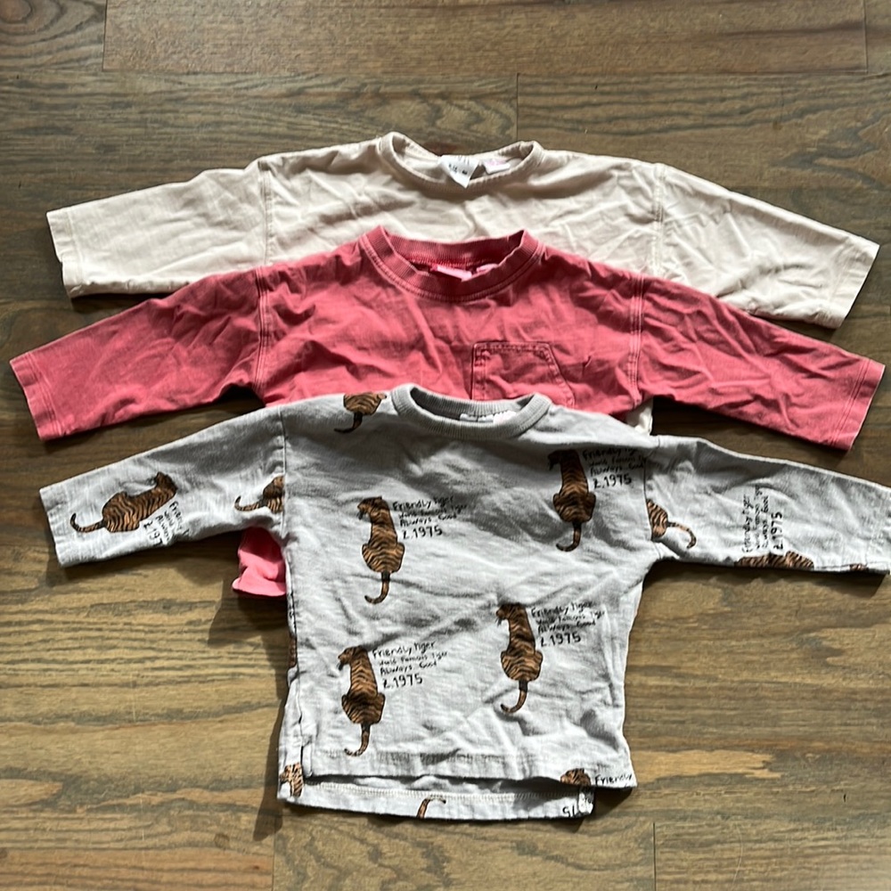 Lot of three Zara Baby Boy Long Sleeve Tees - Size 9-12M